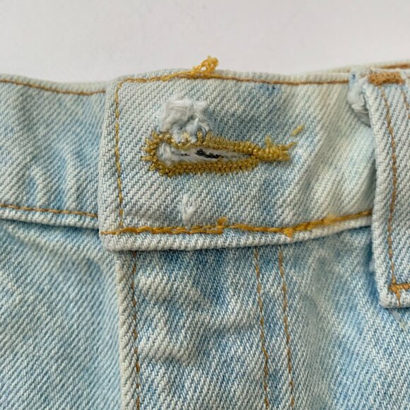 Levis Orange Tab Light Blue High Waisted Jean Shorts Fringe Distressed Boho - Picture 10 of 15